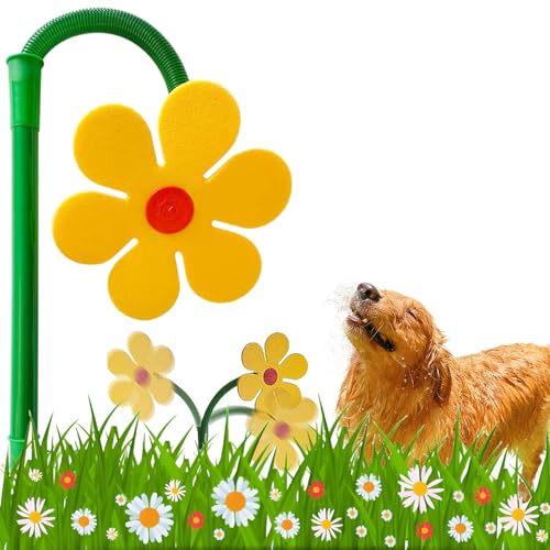 Crazy Daisy Sprinkler Funny Rotating Flower Sprinkler for Dogs - color: Yellow
