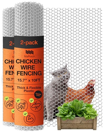 MaPorch Plastic Chicken Wire Fencing, Under Bed Blocker for Pets, White 2pk - color: White, size: Pack of 2