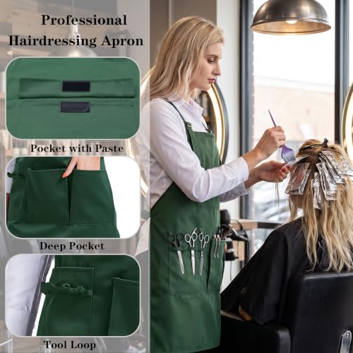 Nanxson Apron with Pockets Cross Back Apron for Hair Stylist Gardening - color: Darkgreen