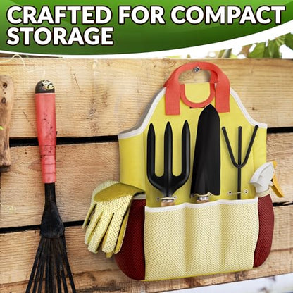 9 Pcs Compact Gardening Tool Set with Storage Bag, Rust-Proof Steel