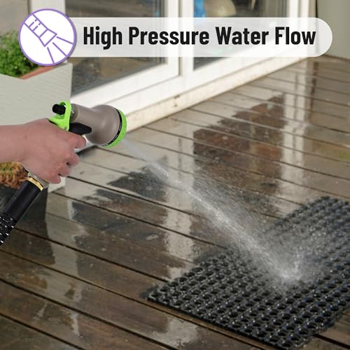 UNCO- Metal Garden Hose, 25 ft, Stainless Steel, Heavy Duty Flexible Hose with 10-Function Spray Nozzle & 3 Extra Washers, No-Kink, Lightweight, Puncture Proof for Outdoor Yard, Lawn, Plants, Car Wash