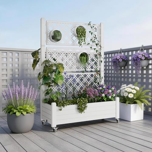 Fancyango Raised Garden Bed with Wheels 61.2" H -Ashen - color: Ashen, size: 61.2"H
