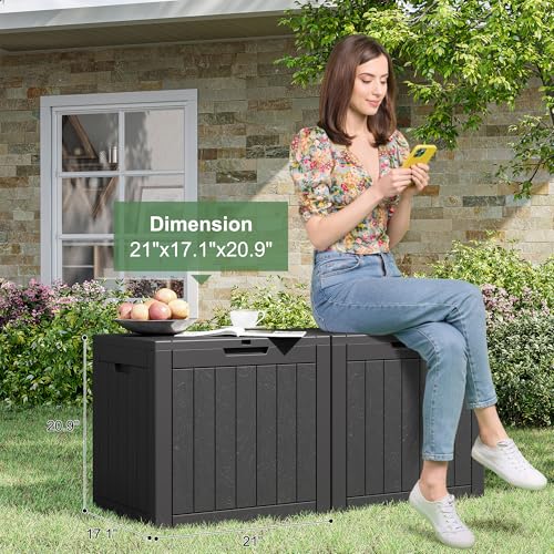 31 Gallon Outdoor Storage Box Waterproof Deck Box Patio Storage - color: Black, style: 31Gallon-style2
