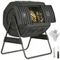 Outsunny Compost Bin Outdoor, 53 Gal Dual Chamber Compost Tumbler, Black - color: Black