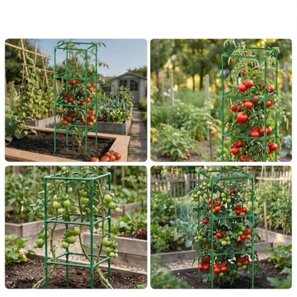 3 Pack Square Tomato Cage Heavy Duty Rust-Resistant Metal Tomato Trellis