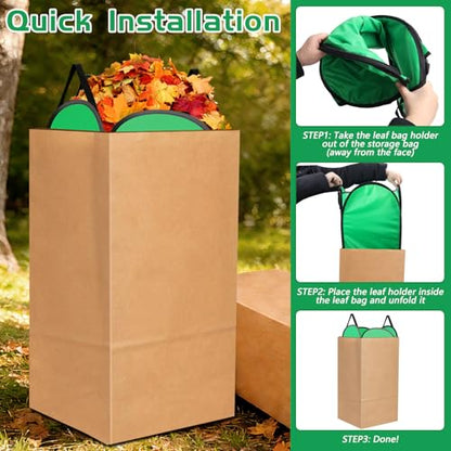 2 Pack Leaf Bag Holder, Pop Up Leaf Bag Chute for Easy Leaves Collecting