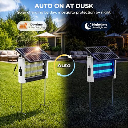 Solar Bug Zapper, 4500V Mosquito Zapper Waterproof for Patio - color: White