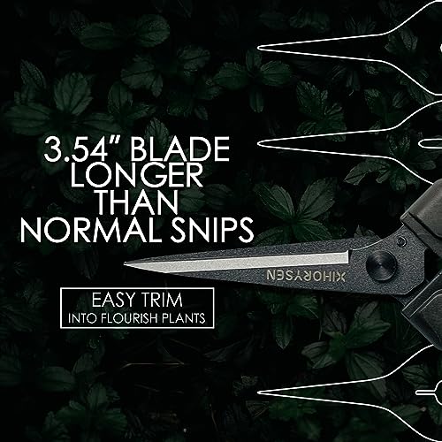 Buds Leaf Stem Fruit Flower Garden Scissors Non-stick Resin Resist Blade 8.58" Precision Micro-Tip Pruning Shears Bigger Grip Pruner Snips Effort-saving Ergonomical Gardening Trimming Scissors