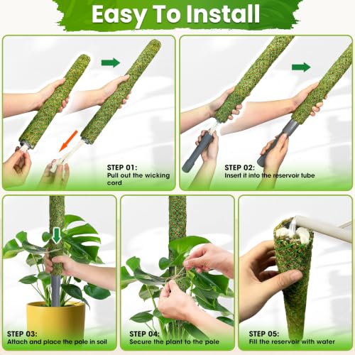 DUSPRO Self-Watering Natural Green Forest Moss Pole, 2pcs 23'' - size: SELF WATERING MOSS POLE