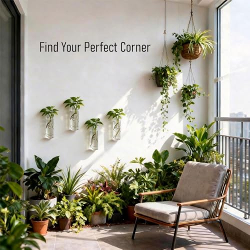 Wall Hanging Planter Propagation Station, Indoor Decor Glass Vases, 4 Pack
