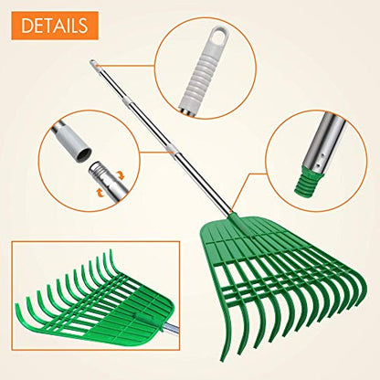Gardzen 12 Tines Gardening Leaf Rake - style: 2 Packs