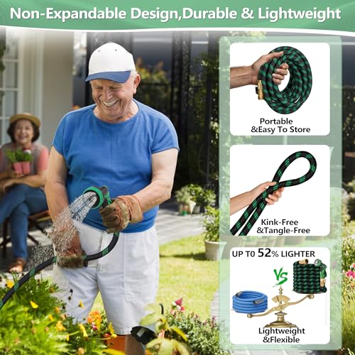 25 FT Non-Expanding Garden Hose, 2026 New Upgrated Non-Expandable Garden Water Hose - Ultra-Light & Flexible Burst-Resistant, Kink-Free Garden Hoses, All-Weather Use for Lawns, Gardens,Outdoor - size: 25ft