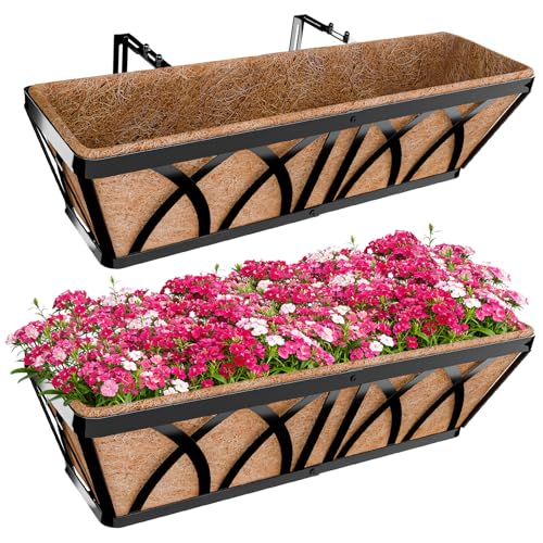 Halatool 24 Inch Railing Planter Box, 2 Pack Heavy Duty Window Box Planters - color: X-shape