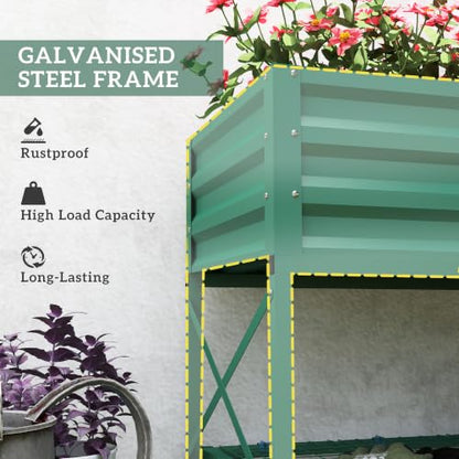 Outsunny Raised Garden Bed with Galvanized Steel Frame, Green - color: Green