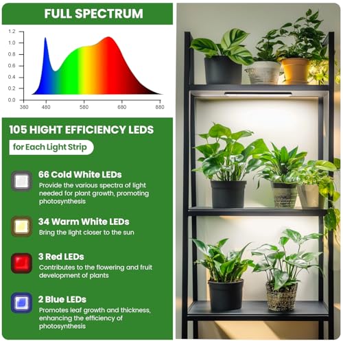 Wolezek 14in Grow Light Strip for Indoor Plants, Full Spectrum - size: 2 Pack