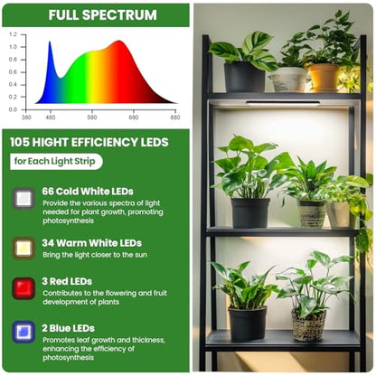 Wolezek 14in Grow Light Strip for Indoor Plants, Full Spectrum - size: 6 Pack
