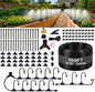100FT 5/16" Garden Watering Kit with 32 Brass Nozzles & Y Splitter - size: 100FT-32 Nozzles