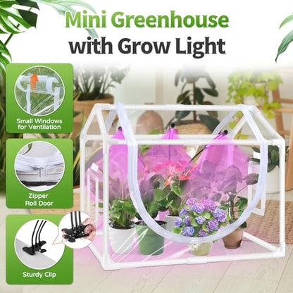Desktop Mini Indoor Greenhouse with Adjustable Grow Light & Timer - style: 25.6" L x 15.8" W x 20" H