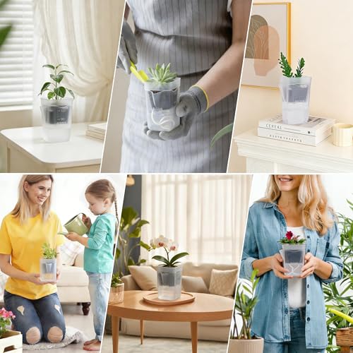 16 Pack 2" Mini Self Watering Pots Clear Deep Square Planters - size: 2"