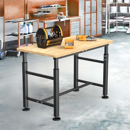 TORACK Adjustable Workbench with Rubberwood Top, 42" x 20" - size: 42 x 20 inch