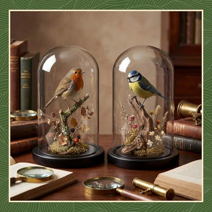Suclain 4Pc Glass Dome Cloche with Wood Base, Black, 6.7" X 3.8" - color: Black, size: 6.7" X 3.8"