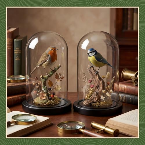 Suclain 4Pc Glass Dome Cloche with Wood Base, Black, 6.7" X 3.8" - color: Black, size: 6.7" X 3.8"