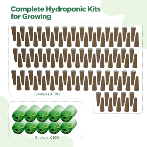 LETPOT 200 Pcs Seed Pod Kits, Replacement Root Growth Sponges Seed Pods, Seed Starter Sponges Kit for Hydroponic Indoor Garden System with 100 Sponges, 100 Stickers - size: 200 PCS