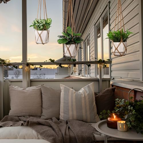 YIBOT Macrame Plant Hanger Indoor 35 Inch Hanging Planter Basket Brown 2Pc - color: Brown, size: 35+35Inch