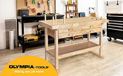 Olympia Tools 64.5" Rubber Hardwood Workbench w/ 4 Drawers & Clamp - size: 60 Inch Workbench