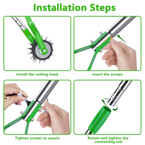 Edger Lawn Tool - 67 inch Wheel Rotary Lawn Edger with Adjustable Stainless Steel Handle, Grass Edge Trimmer for Sidewalks, Driveways & Landscaping (Green) - color: Green