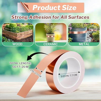 2 Pcs Copper Tape for Slugs and Snails, 1 Inch X 66 ft - size: 1 Inch x 66 ft