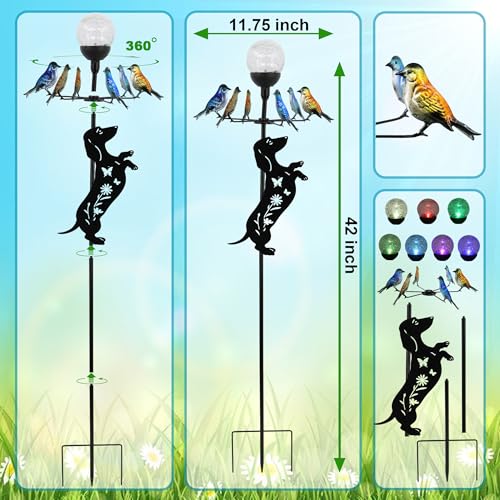 Solar Wind Spinner with Multi Color Changing LED Light - color: Dachshund