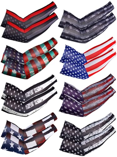 SATINIOR 8 Pairs Arm Sleeves for Men Women UV Sun Protection Sleeve, M - size: Medium