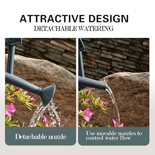 1.5 Gallon Metal Watering Can for Outdoor Plants, Large Watering Can, Gray - color: Gray