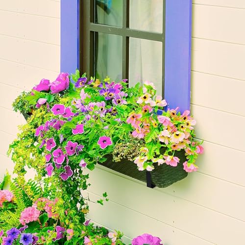 LukLoy Adjustable Window Box Brackets, 8 Pack Planter Box Brackets, Black - size: 8 pack-black