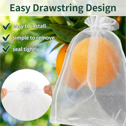 50 Pcs Fruit Protection Bags, 8×12 in Mesh Cover Nets for Tree, White - color: White, size: 8×12 in