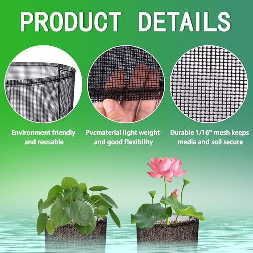4 Pcs Aquatic Pond Planting Bags, Reusable Mesh Water Garden Pond Plant Pot - color: Black, size: Square