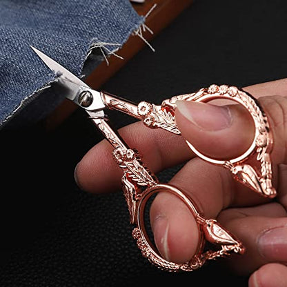 YOUGUOM Sewing Embroidery Scissors, Small Craft Shears with Cover - color: Rose Gold