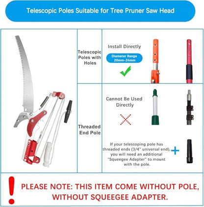 Extendable Tree Pruner Saw,High-Altitude Branches Trimmer Pruning Shears Head,Fruit Picker Harvester Clipper Pruning Tool for Plant Garden(Without Pole)