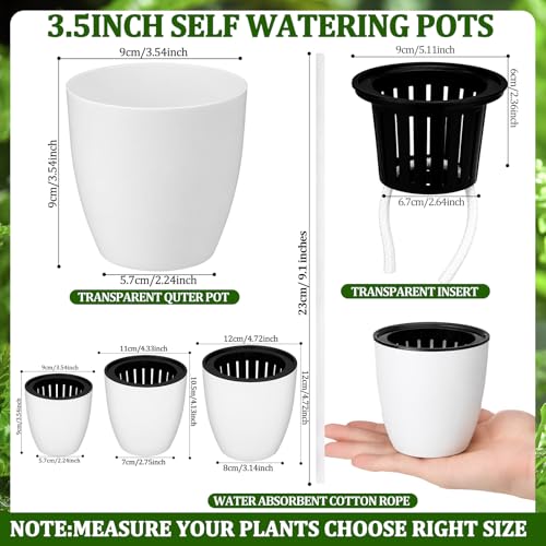 Self Watering Plant Pots, 3.5'', White Black, 36 Pcs - color: White Black, size: 3.5''