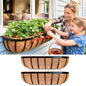 LaLaGreen Rectangular Wall Planter (24 in, 2 Pack) Black Metal Window Box - size: 24" x 2