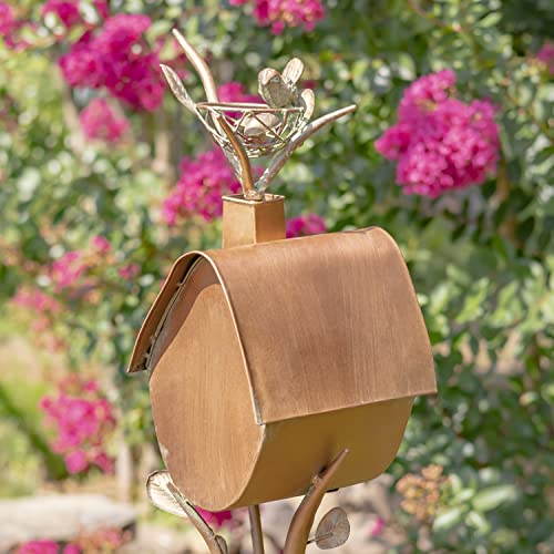 Large Copper Colored Birdhouse Garden Stakes (Oval Shape)
