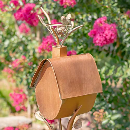 Large Copper Colored Birdhouse Garden Stakes (Oval Shape)