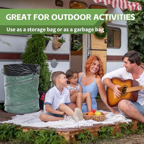 MaxWorks Pop Up Trash Can 30 Gallon Collapsible Garden Leaf Bin Portable Outdoor Garbage Can for Camping Yard Waste and Laundry Heavy Duty Spring Loaded Design (51048)