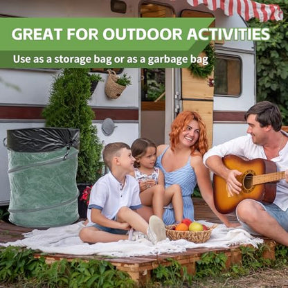 MaxWorks Pop Up Trash Can 30 Gallon Collapsible Garden Leaf Bin Portable Outdoor Garbage Can for Camping Yard Waste and Laundry Heavy Duty Spring Loaded Design (51048)