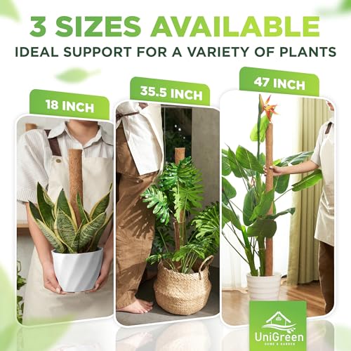 UNIGREEN 2Pack 30'' Premium Moss Pole, Coir Totem Poles for Indoor Plants, 18'' Moss Sticks, Garden Ties - Support and Train Creepers and Climbing Plants - color: 2Pack 18'' (Stackable)