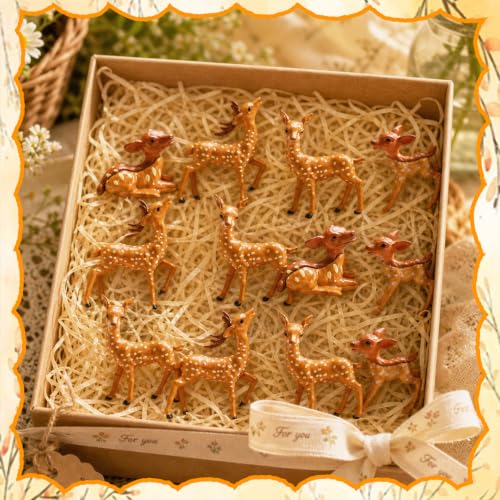 Exasinine 12 Pcs Mini Deer Figurines, Woodland Animal Decor