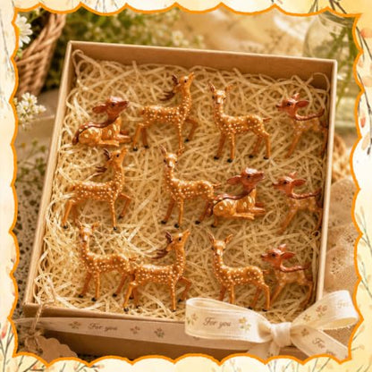 Exasinine 12 Pcs Mini Deer Figurines, Woodland Animal Decor
