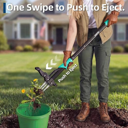 40" Long-Handle Stand-Up Weed Puller, 4-Claw Gardening Weeding Tool with Easy Ejector, Remove Weeds Without Bending, Pulling, or Kneeling