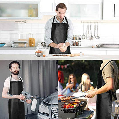 Waterproof Rubber Apron Adjustable Dishwasher Apron - Heavy Duty Work Apron - color: Black, size: 2 Pack